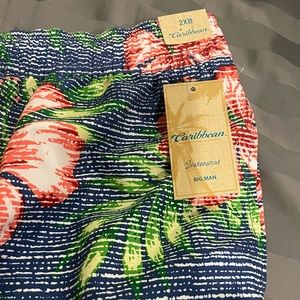 NWT Caribbean Roundtree & Yorke Men’s Swim Trunks, 2XB, Floral